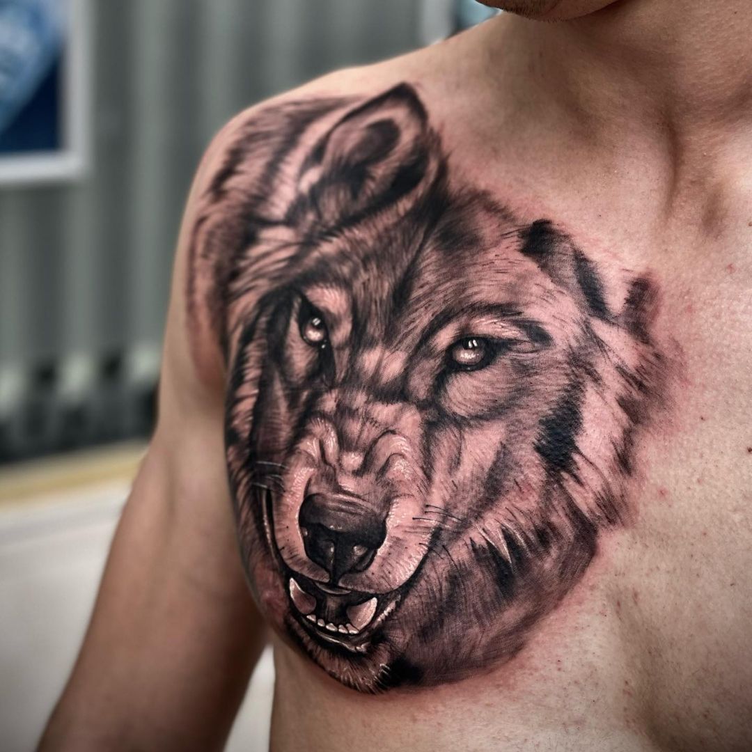 Wolf auf der Brust